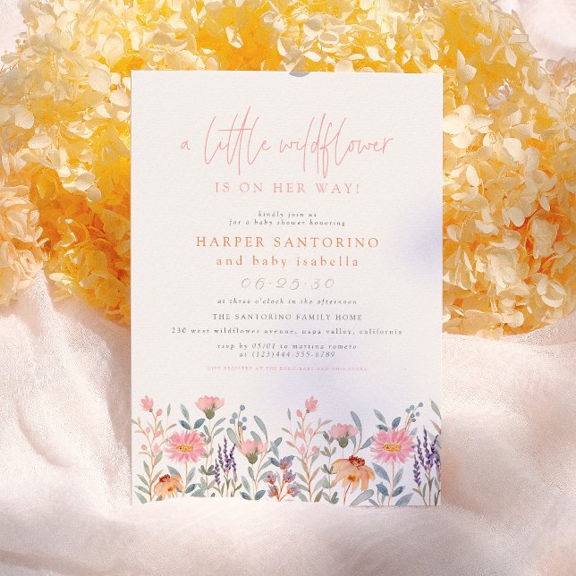 Eine kleine Wildblume | Boho Baby Girl Baby Shower Einladung (Von Creator hochgeladen)
