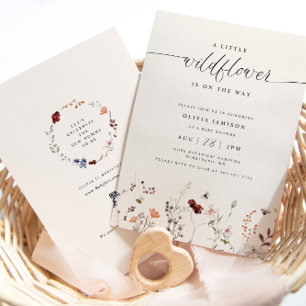 Eine kleine Wildblume Boho Babydusche Einladung
