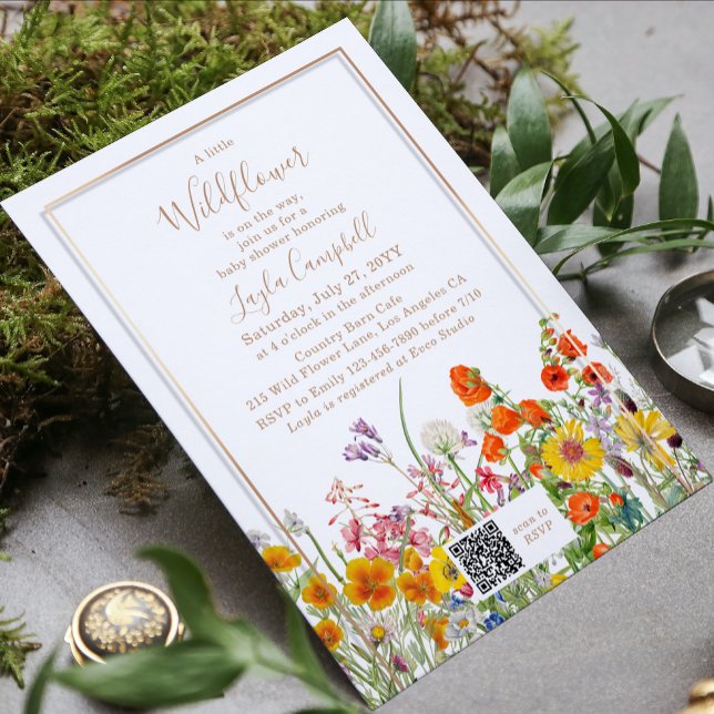 Eine kleine Wildblume Boho Girl Babydusche Einladung (Von Creator hochgeladen)
