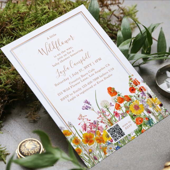 Eine kleine Wildblume Boho Girl Babydusche Einladung (Von Creator hochgeladen)