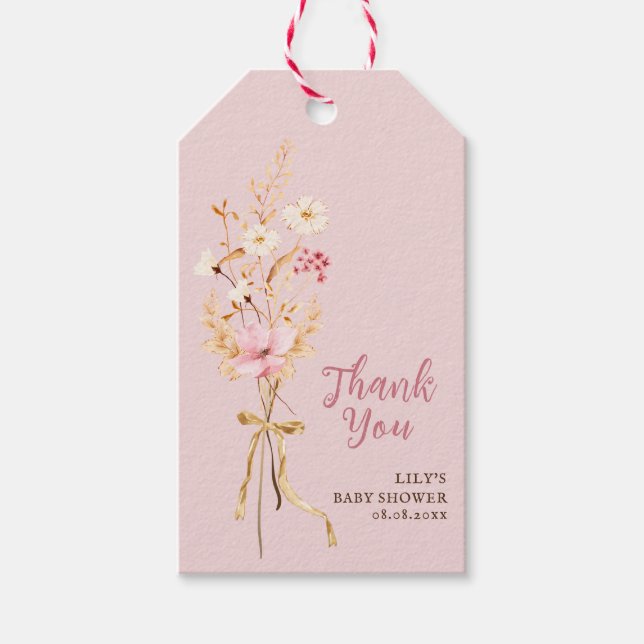Eine kleine Wildblume Boho Kinderdusche Vielen Dan Geschenkanhänger (Vorderseite)