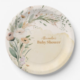Eine kleine Wildblume Boho Nature Babydusche Pappteller