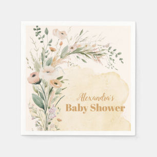 Eine kleine Wildblume Boho Nature Babydusche Serviette