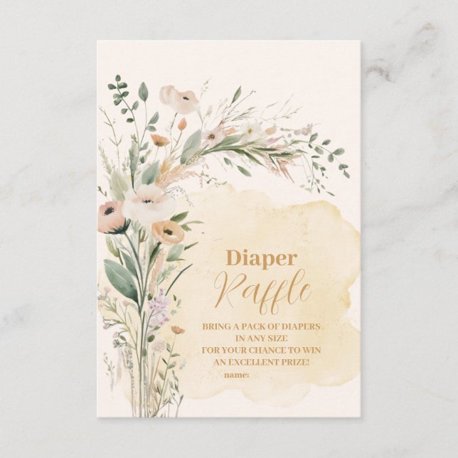 Eine kleine Wildblume Boho Nature Diapper Raffle Begleitkarte (Vorderseite)