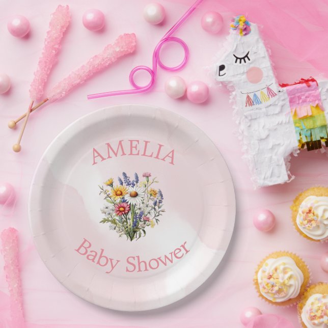 Eine kleine Wildblume Boho Nature Girl Babydusche Pappteller (Party)