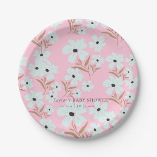 Eine kleine Wildblume Boho Pink Girl Babydusche Pappteller