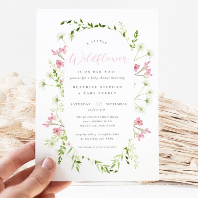 Eine kleine Wildblume Botanical Girl Baby Dusche Einladung (Von Creator hochgeladen)