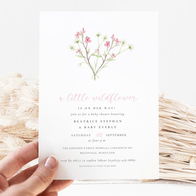 Eine kleine Wildblume Bouquet Girl Babydusche Einladung (Von Creator hochgeladen)