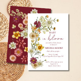 Eine kleine Wildblume Burgundy Babydusche Einladung