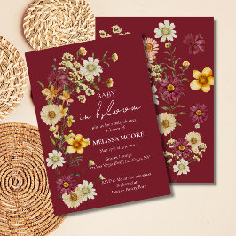 Eine kleine Wildblume Burgundy Babydusche Einladung