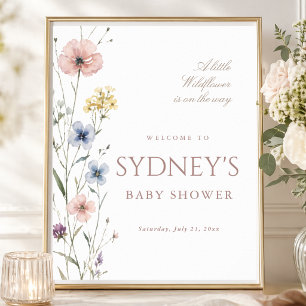 Eine kleine Wildblume Florale Babyparty Begrüßung Poster