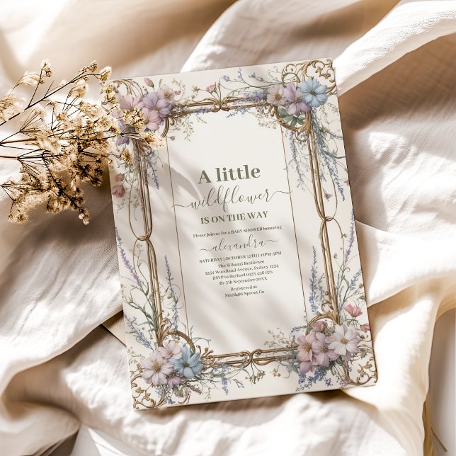 Eine kleine Wildblume Girl Babydusche Einladung (Von Creator hochgeladen)