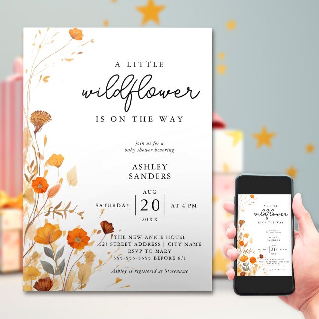 Eine kleine Wildblume Girl Babydusche Einladung (Von Creator hochgeladen)