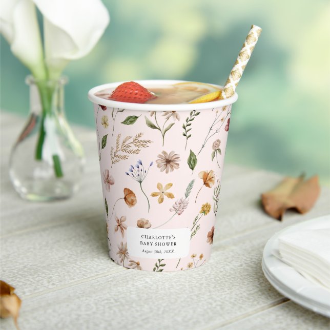 Eine kleine Wildblume Girl Babydusche Pappbecher (In Situ)