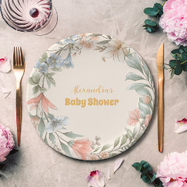 Eine kleine Wildblume Girl Babydusche Pappteller