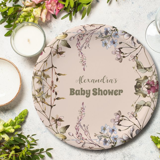 Eine kleine Wildblume Girl Babydusche Pappteller (Von Creator hochgeladen)