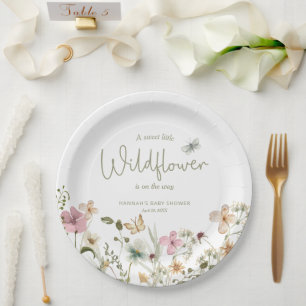 Eine kleine Wildblume Girl Babydusche Pappteller