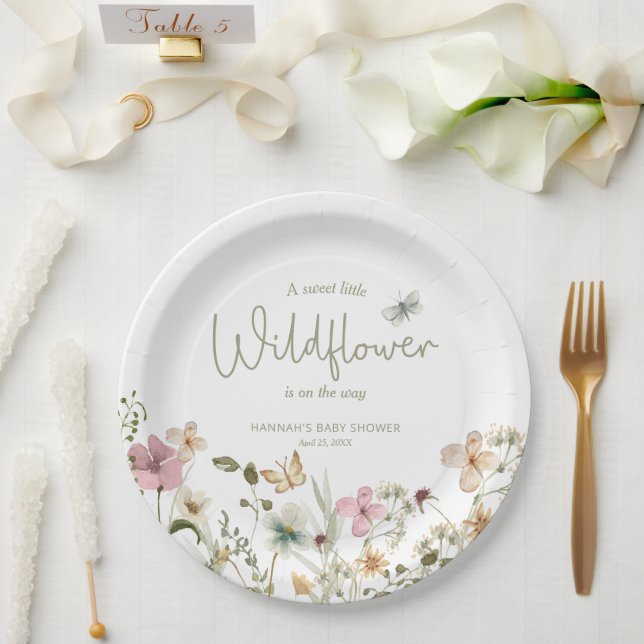 Eine kleine Wildblume Girl Babydusche Pappteller (Hochzeit)