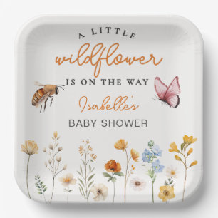 Eine kleine Wildblume Girl Babydusche Pappteller