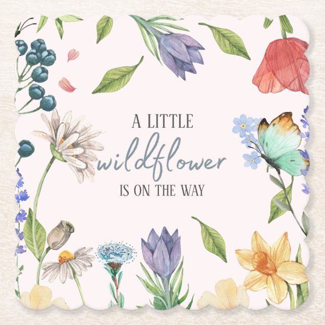 Eine kleine Wildblume Girl Babydusche pink Untersetzer (Vorderseite)