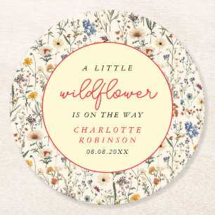 Eine kleine Wildblume Girl Babydusche Runder Pappuntersetzer
