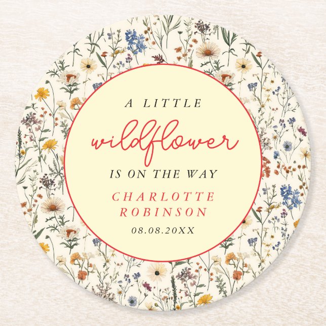 Eine kleine Wildblume Girl Babydusche Runder Pappuntersetzer (Vorderseite)