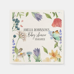 Eine kleine Wildblume Girl Babydusche weiß Serviette