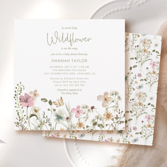 Eine kleine Wildblume Girl Summer Baby Dusche Einladung (Von Creator hochgeladen)