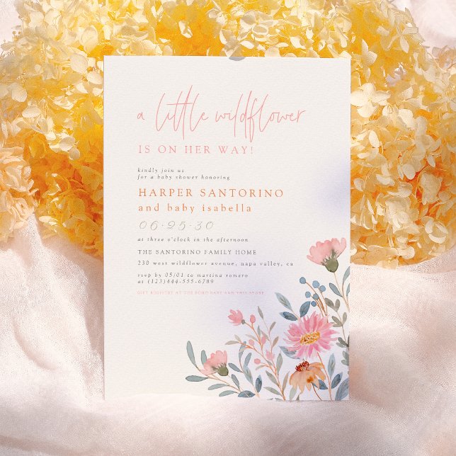 Eine kleine Wildblume ist auf dem Weg Boho Baby Du Einladung (Von Creator hochgeladen)