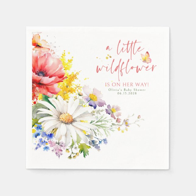Eine kleine Wildblume ist auf dem Weg Niedliche Ba Serviette (Vorderseite)