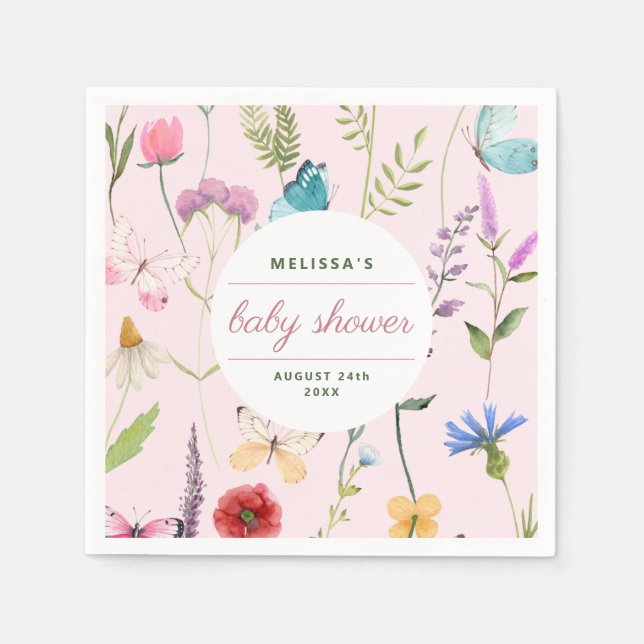 Eine kleine Wildblume Kinderdusche Einladung Serviette (Vorderseite)