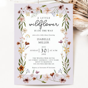 Eine kleine Wildblume Lilac Girl Babydusche Einladung