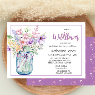 Eine kleine Wildblume Mason Jar Girl Babydusche Einladung