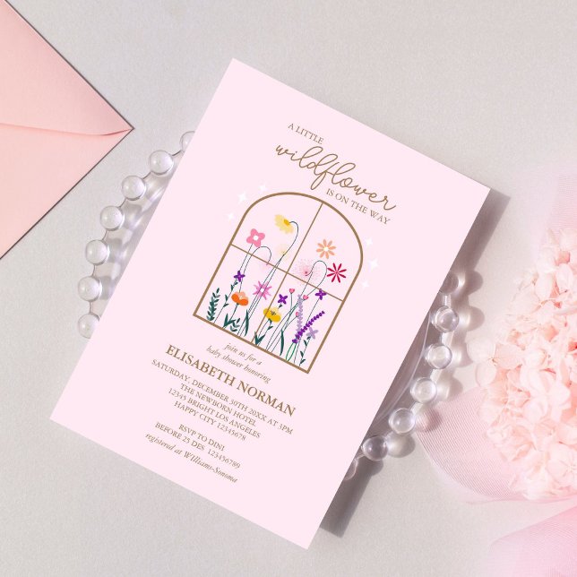 Eine kleine Wildblume moderne, zarte Babydusche Einladung (Von Creator hochgeladen)