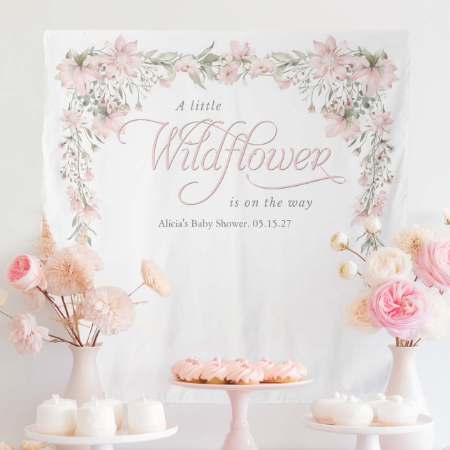 Eine kleine Wildblume pink Baby Girl Dusche Wandteppich (Von Creator hochgeladen)