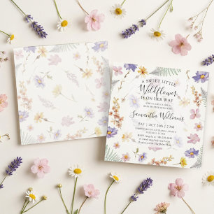 Eine kleine Wildblumen-Aquarell-Mädchen-Baby-Party Einladung