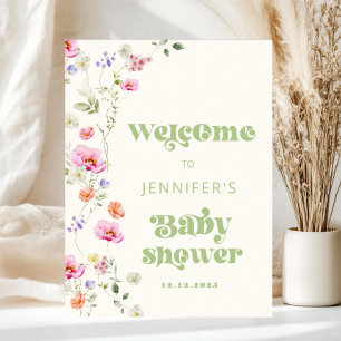 Eine kleine Wildblumen-Baby-Shower-Willkommensgrüß Poster