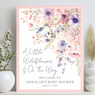 Eine kleine Wildblumen-Blumen-Baby-Party Begrüßung Poster
