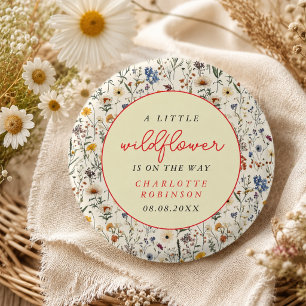 Eine kleine Wildblumen-Mädchen-Baby-Party Button