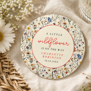 Eine kleine Wildblumen-Mädchen-Baby-Party Runder Pappuntersetzer