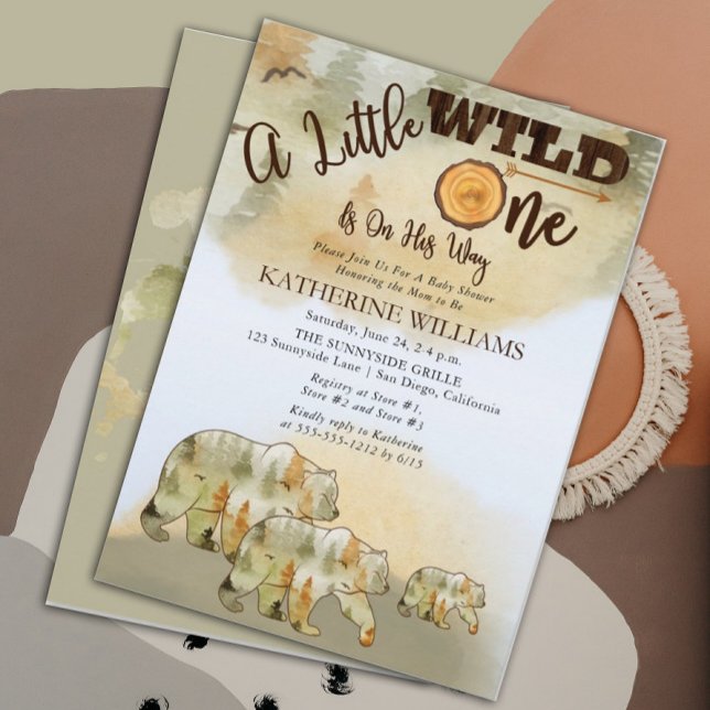 Eine kleine wilde Bären Woodland Boy Babydusche Einladung (Von Creator hochgeladen)