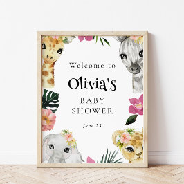 Eine kleine wilde Jungle Girl Babydusche Willkomme Poster