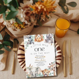 Eine kleine wilde Safari-Baby-Tier Baby-Party Einladung