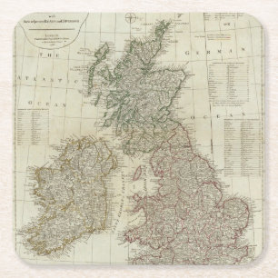 Eine komplette Karte der britischen Inseln Rechteckiger Pappuntersetzer