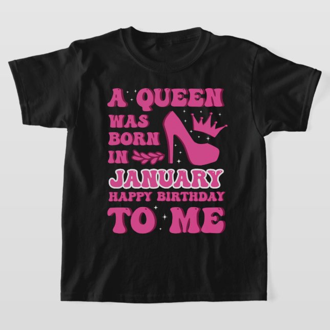 Eine Königin war im Januar Geboren Pink Crown T-Shirt (Ablage )
