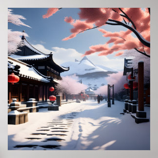 Eine koreanische Snowy Street Poster