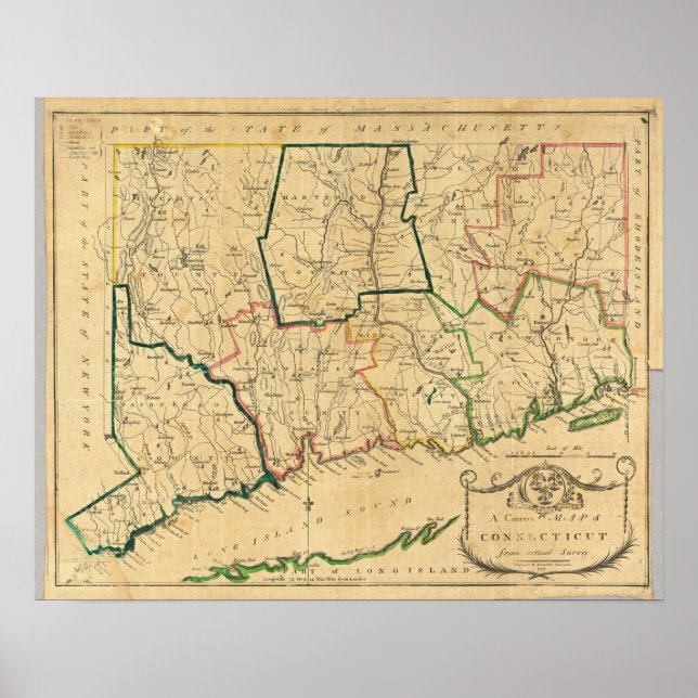 Eine korrekte Karte von Connecticut Poster (Vorne)