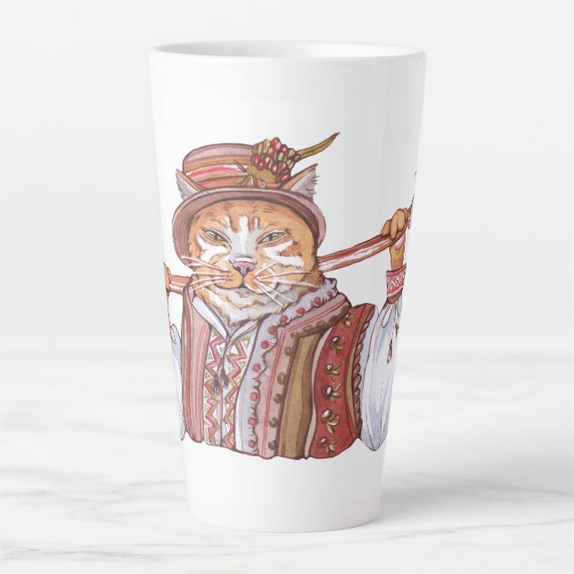 Eine Kosakkatze in traditionellen Kostümen Milchtasse (Vorderseite)