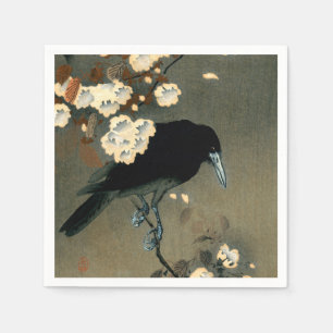 Eine Krähe und eine Blüte durch Ohara Koson Vint Serviette