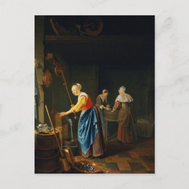 Eine Küchenszene Postkarte (Vorderseite)